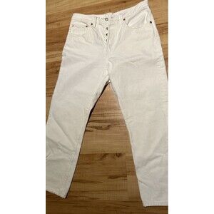 Levis 501 Womens Ribcage Straight Ankle Denim Jeans 30x26 White Button Fly EUC